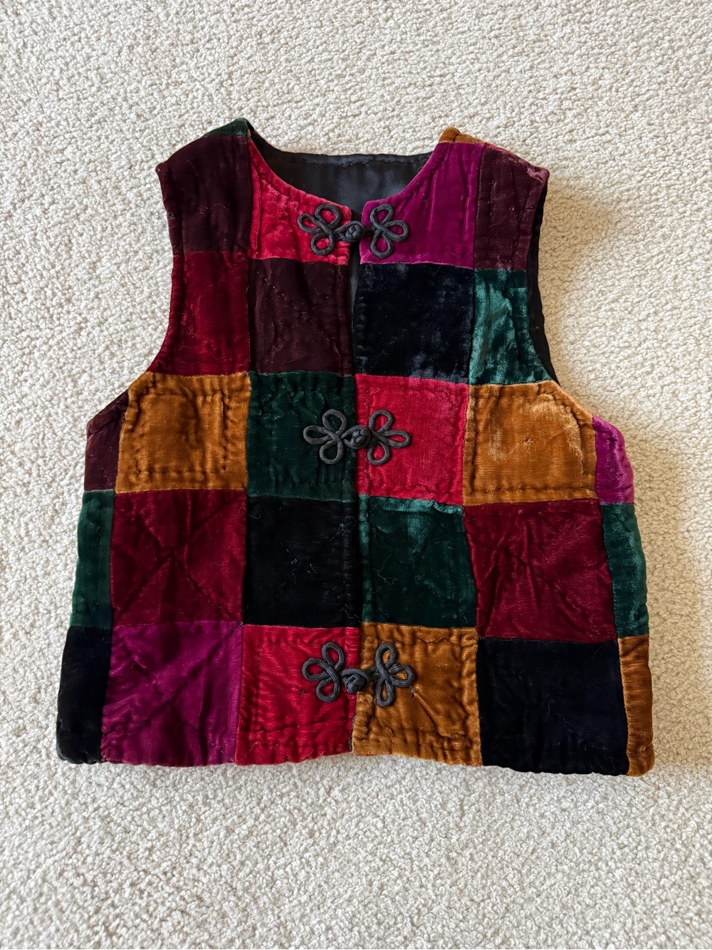 Vintage velvet patchwork quilted vest